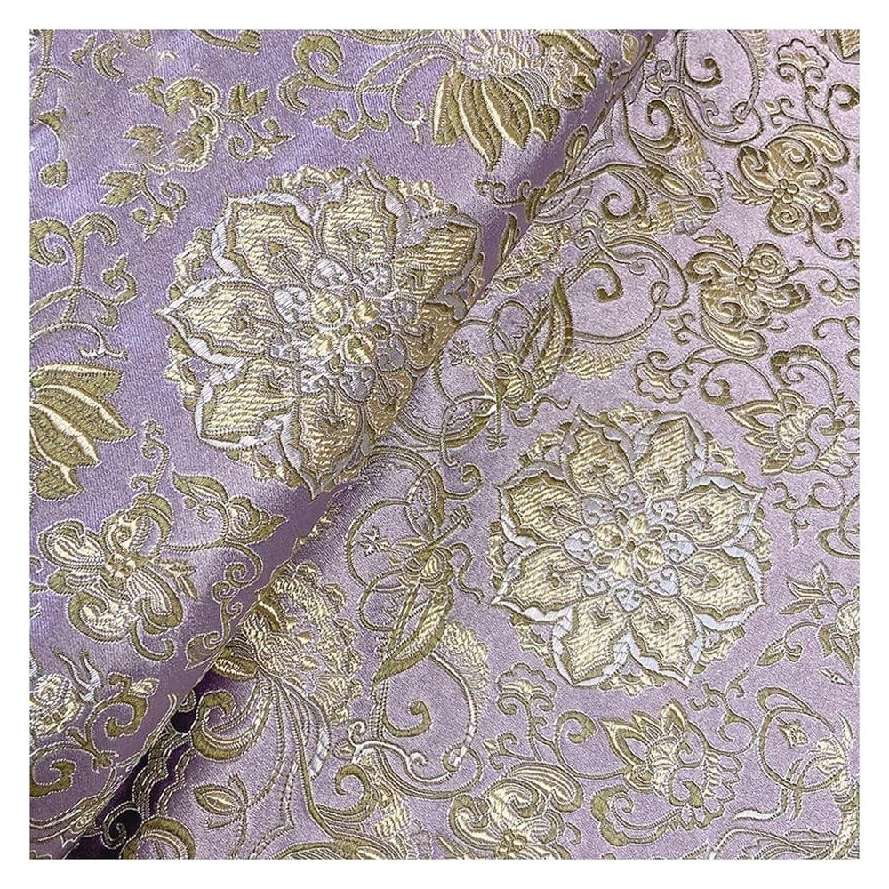 Embroidery Fabric, Avalokitesvara Floral Vintage Pattern, Purple, 75 x 50 cm