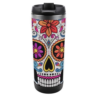 GHBNK Sugar Skull Travel Coffee Mug, Stainless Steel, Double-Walled Insulated Cup with Lid