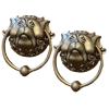 FUEAST Set of 2 Vintage Pull Handles with Lifelike Resin Dragon Design for Wall Mounting, Dog Head Door Knocker and Gate Ring Handle view 1