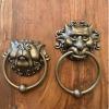 FUEAST Set of 2 Vintage Pull Handles with Lifelike Resin Dragon Design for Wall Mounting, Dog Head Door Knocker and Gate Ring Handle view 3