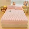 FOREPOTY Breathable Fitted Sheet, Winter Thick Quilted Milk Velvet Mattress Protector, Cartoon Print, Solid Light Pink, 150 x 200 cm (3-Piece) view 1