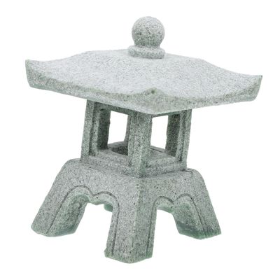 Vintage Miniature Sandstone Pavilion Statue for Garden and Bonsai Decor