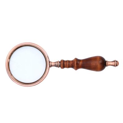 10x Magnifying Glass with Wooden Handle, Antique Copper