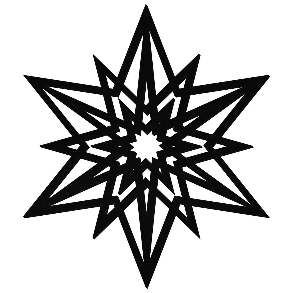 Black Felt Star V2 – Decorative Crafting, 10–60 cm, Pack of 25, Height: 36 cm