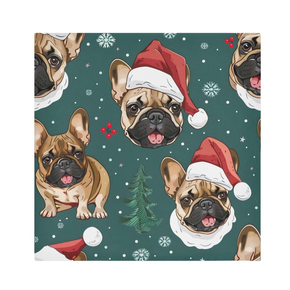 Christmas Dog Santa Hat Cloth Napkins, Set of 6