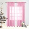 GAIFNAG Sheer Short Curtain, 120 x 250 cm, Linen Look, Pink view 1