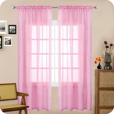 GAIFNAG Sheer Curtains, 180 x 80 cm, Linen Look, Pink