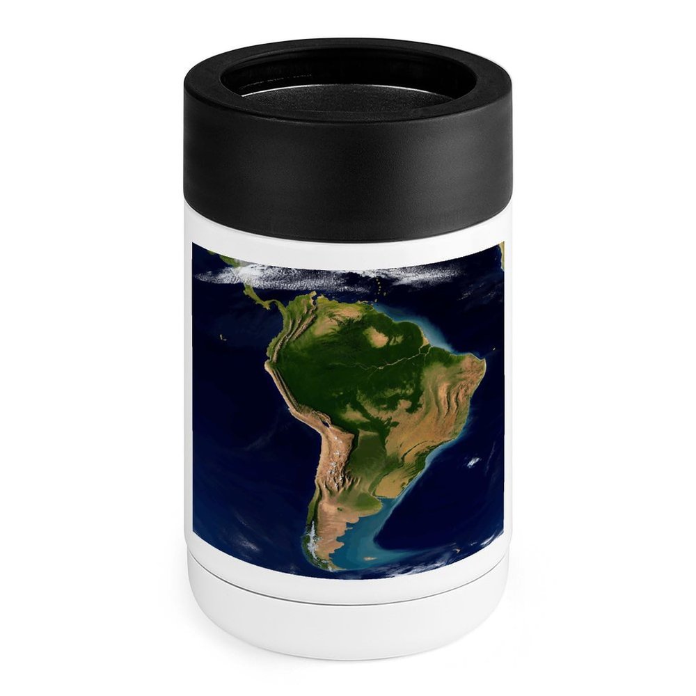 Stainless Steel Beverage Cooler with Silicone Sleeve, South America Satellite Image Print