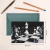 HJBNW Thank-You Greeting Card with Envelope, Blank, Folded, 4 x 6 in, Black-and-White Chess Design view 4