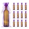 QUARKZMAN 30-Pack Organza Wine Bags, 15 x 5.5 in, Transparent Mesh Wine Gift Bags with Drawstring for Weddings, Birthdays, Party Favors, Dark Purple view 1