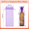 QUARKZMAN 30-Pack Organza Wine Bags, 15 x 5.5 in, Transparent Mesh Wine Gift Bags with Drawstring for Weddings, Birthdays, Party Favors, Dark Purple view 2