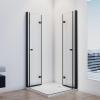 IMPTS Black Corner-Entry Folding Shower Enclosure 80 x 120 cm view 1