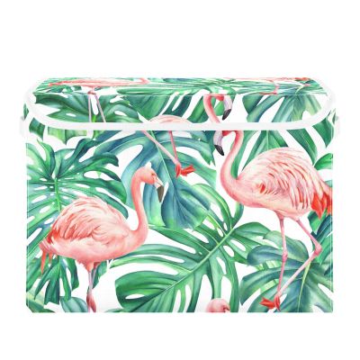 Mnsruu Pink Flamingo & Palm Leaf Foldable Storage Bins