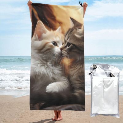 VBNTY Cat Beach Towel, Microfiber, Quick-Drying, 80 x 160 cm, Super Absorbent, Oversized