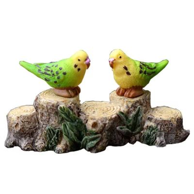 ZhangyiHot Mini Parrot Figurines for Fairy Gardens, Landscape Decor, DIY Crafts, Car Decor, Moss Landscapes, Terrariums and Bonsai, 2 Pieces