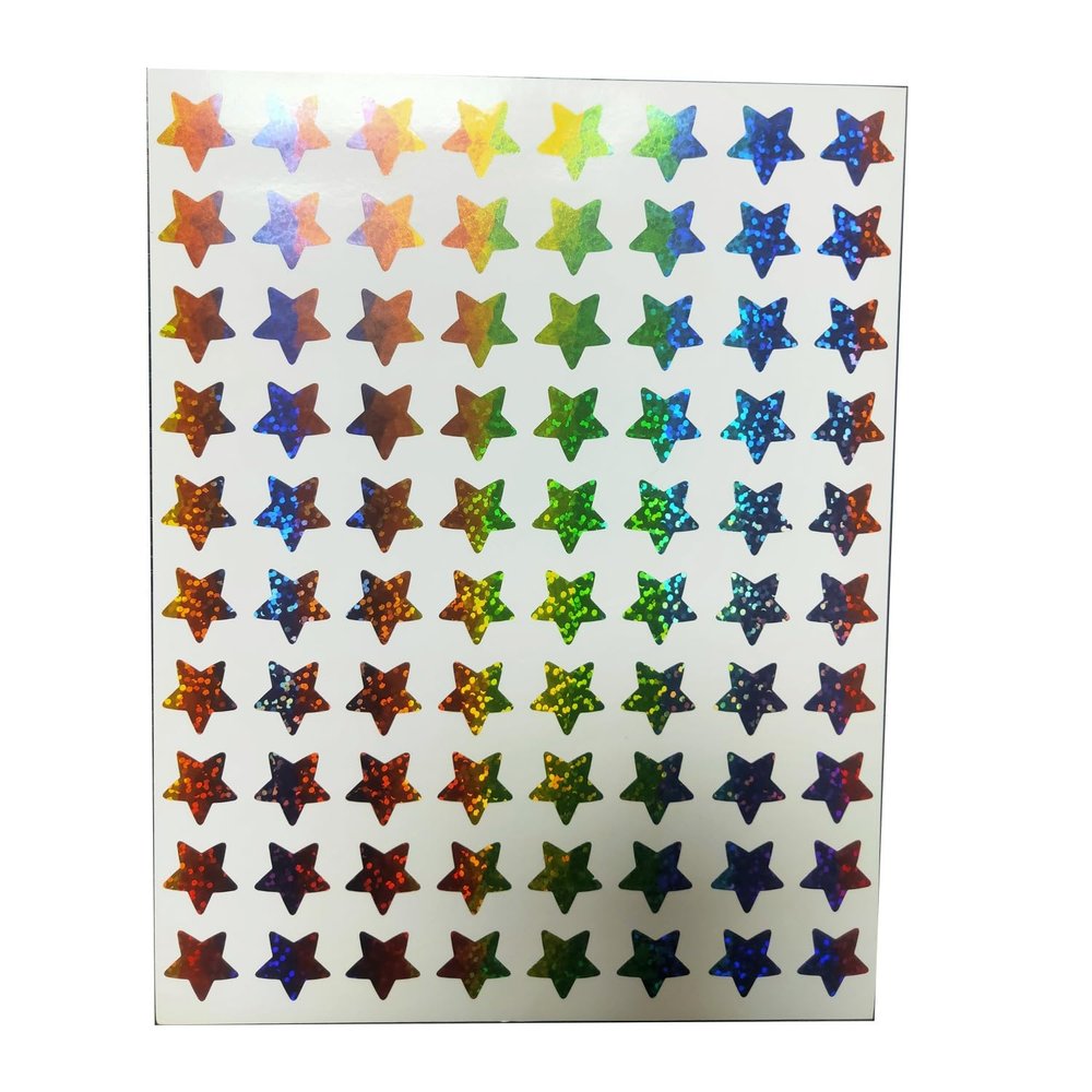 12 Sheets of 15 mm Mini Star Stickers, Colorful Glitter Reward Stickers