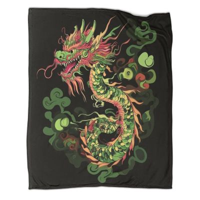 Chinese Dragon Soft Flannel Fleece Throw Blanket, 3D Printed, 60 x 80 in (150 x 200 cm)