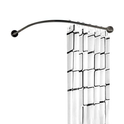 Tissting Curved Shower Curtain Rod, Adjustable 100–140 cm, Black Stainless Steel