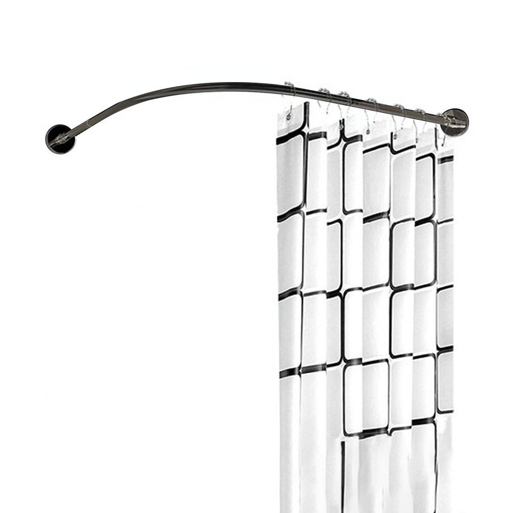 Tissting Curved Shower Curtain Rod, Adjustable 100–140 cm, Black Stainless Steel