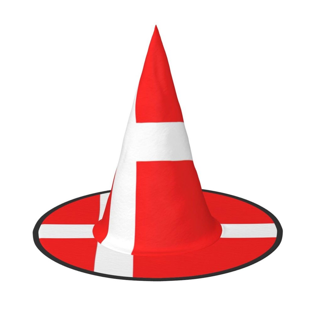 ERSDWRE Denmark Danish Flag Halloween Witch Hat, Party Decoration for Adults