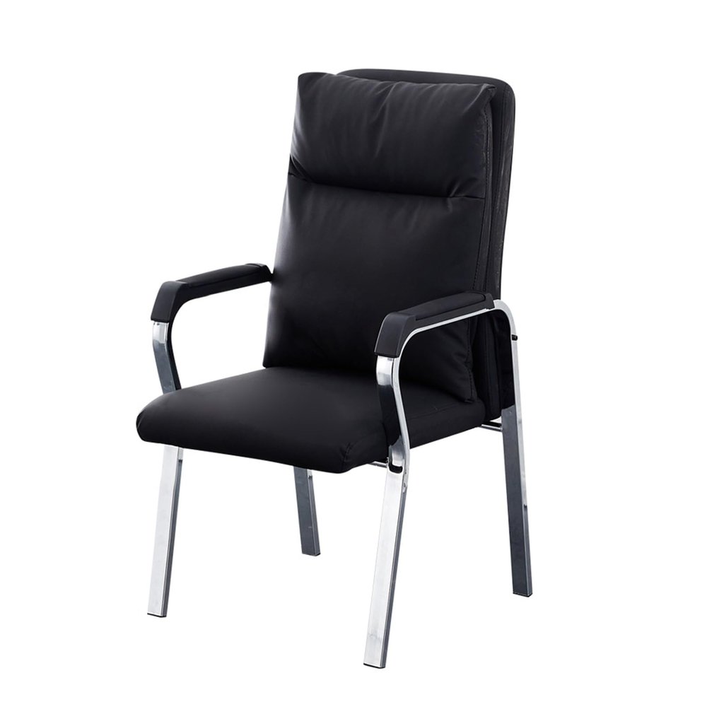 Ergonomic Mesh Office Chair with Armrests, Premium Reception Chair for Home and Conference Rooms, Comfortable Desk Chair without Casters (Black)