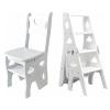 Folding Solid Wood Ladder Chair, 2-in-1 Step Stool with Seat view 1
