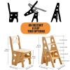 Folding Solid Wood Ladder Chair, 2-in-1 Step Stool with Seat view 3