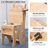 Folding Solid Wood Ladder Chair, 2-in-1 Step Stool with Seat view 4
