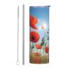 WZYWHJ Poppy Flower Tumbler, 590 ml, Stainless Steel, with Straw view 1