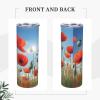 WZYWHJ Poppy Flower Tumbler, 590 ml, Stainless Steel, with Straw view 4