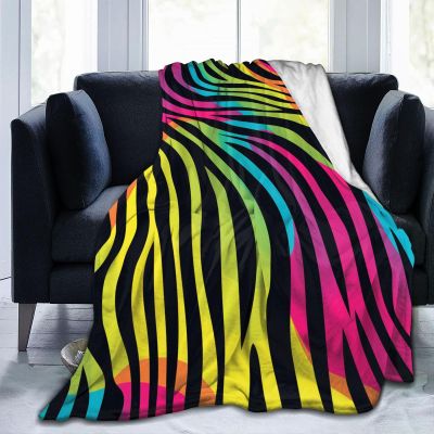 shgwehh Neon Zebra Pattern Blanket, Soft Flannel Fleece, 150 x 125 cm