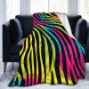 shgwehh Neon Zebra Pattern Blanket, Soft Flannel Fleece, 150 x 125 cm view 1
