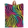 shgwehh Neon Zebra Pattern Blanket, Soft Flannel Fleece, 150 x 125 cm view 2