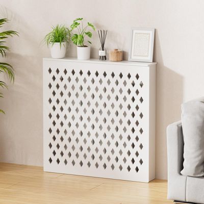 DIHRVTHC White PVC Radiator Cover Cabinet with Shelf, 80 x 60 x 20 cm
