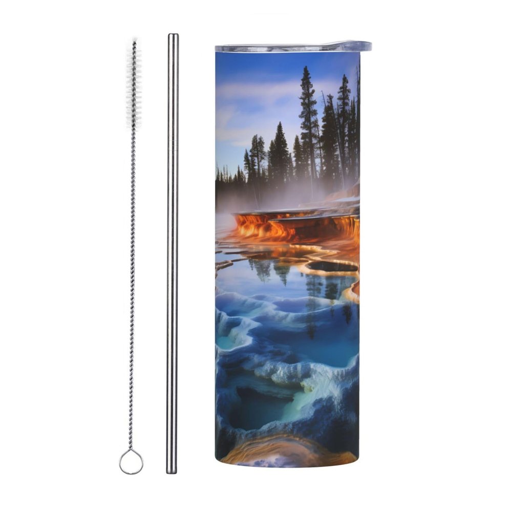 YYHHAOFA Yellowstone National Park Printed Stainless Steel Tumbler with Lid, 590 ml, Straw