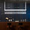 Adjustable Ceiling-Mounted Wine Rack with Hanging Glass Holder view 3