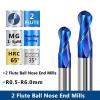 Pangyoo 4 mm/8 mm Shank 2-Flute Ball Nose CNC End Mill, R0.5–6.0, Tungsten Carbide (R6.0 × D12 × 25 × 75L) view 3
