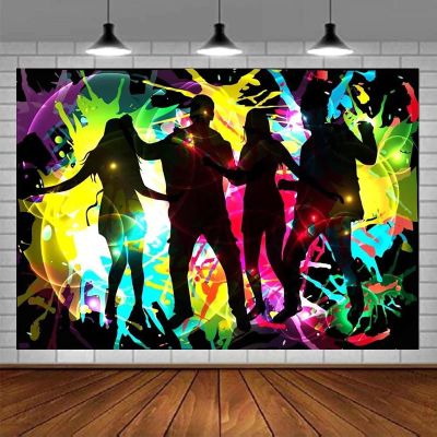 Retro Night Party Photography Backdrop, 80s/90s Rock Music Graffiti
