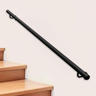 X&Z-XAOY Wrought-Iron Stair Handrail Support Kit, Black Round Tube, 220 cm/7.2 ft