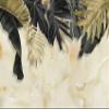 ZEZILE Custom 3D Nordic Minimalist Tropical Leaf and Feather Wall Mural view 1