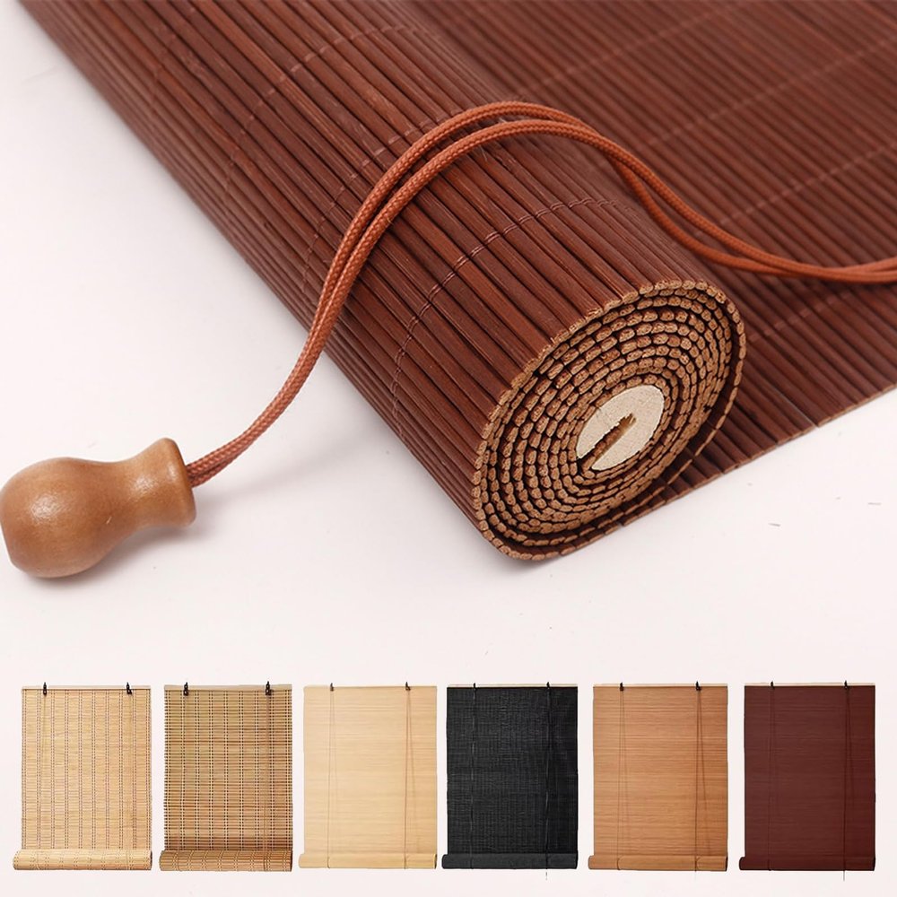 YUJIANHUAA Retro Bamboo Roller Blind, Chestnut, 160 x 240 cm