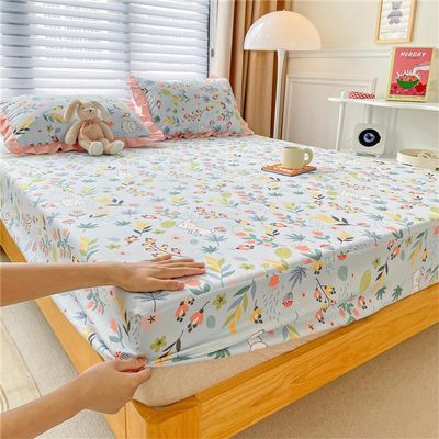 Treer Fitted Sheet, Soft Elastic Bed Sheet, Ultra-Deep, for Mattresses up to 30 cm, Jungle Rabbit, 200 x 220 cm
