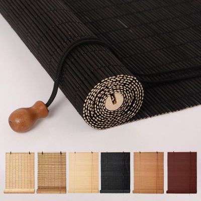 YUJIANHUAA Retro Bamboo Roll-Up Blind, Black, 140 x 300 cm