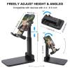 Foldable Phone Stand with Cute Baseball Print, Adjustable Desktop Holder, Black view 2