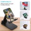 Foldable Phone Stand with Cute Baseball Print, Adjustable Desktop Holder, Black view 3