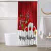 Ansouyi Shower Curtain Set with 12 Hooks, Cartoon Santa and Deer Design view 2