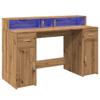 vidaXL LED Desk Artisan Oak 140x55x91 cm Engineered Wood view 3
