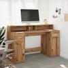 vidaXL LED Desk Artisan Oak 140x55x91 cm Engineered Wood view 4