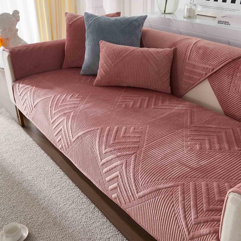 HLTQL Stretch Sofa Cover for Armless L-Shaped/U-Shaped Sofas, Non-Slip, Waterproof, #19, 90 × 90 cm