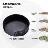 Funny Bookshelf Collection Printed Round Leather Coasters with Holder, Set of 6 view 3